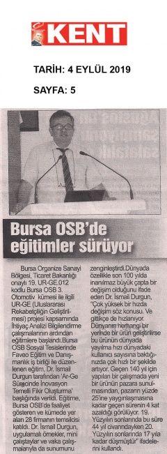 Bursa OSB 3.Otomotiv Kümesi Eğitimi